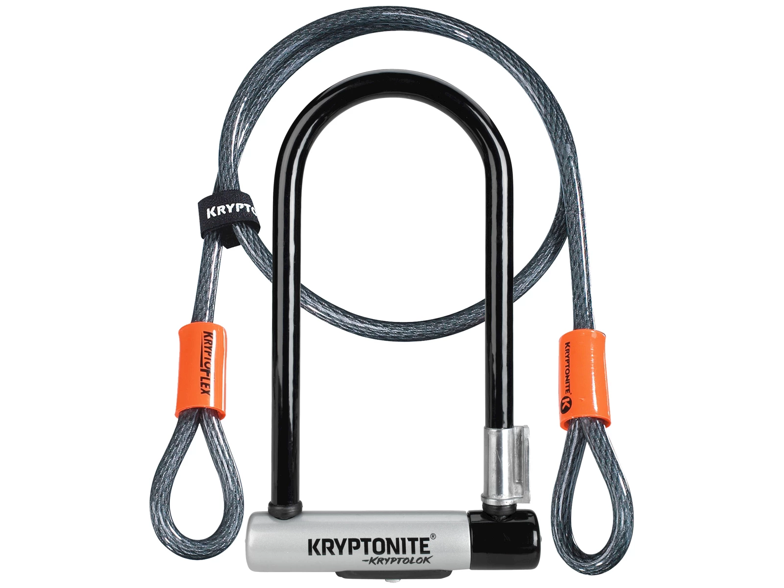 Kryptonite New-U - Hänglås Med Vajer - U-Lock 10,2x22,9cm - Med 120cm Flex Wire